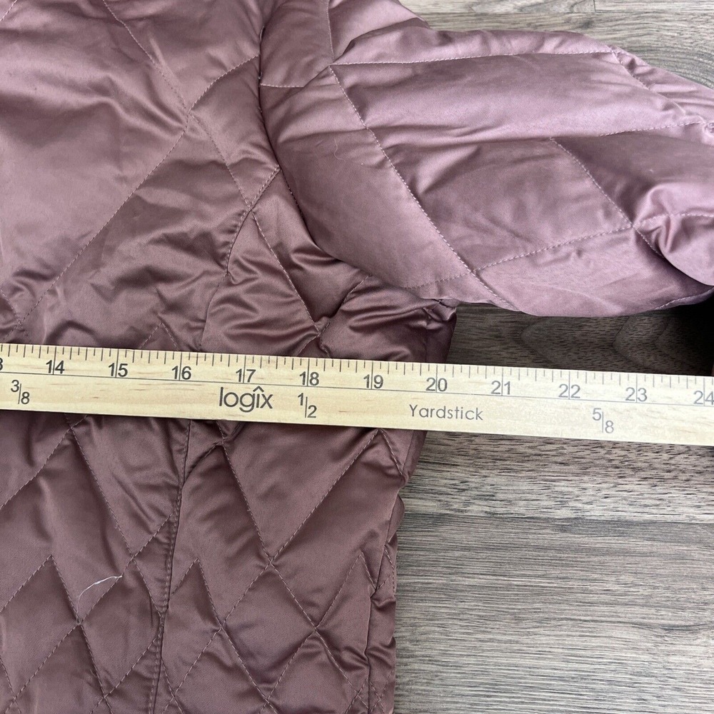 Eddie Bauer Lodge Down Long Coat Womens Size Medium Muave Pink Faux Fur EB550 - Picture 5 of 12